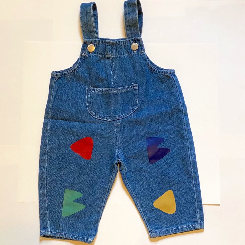 Boutique Abstract Shapes Denim Overalls